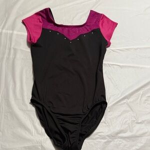 Danskin Pink and Black Kids Bodysuit dance gymnastics
